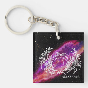 Porte-clefs Signe de constellation du zodiaque Cancer Rose Gal