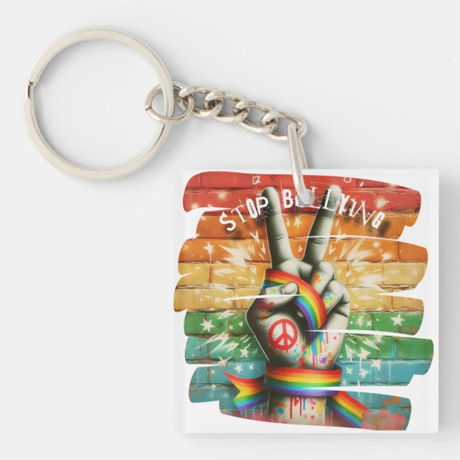 Porte-clefs Signe de Paix Anti-Intimidation  (Devant)