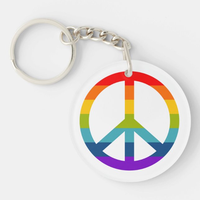 Porte-clefs Signe de paix arc-en-ciel (Devant)