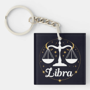 Porte-clefs Signe du zodiaque Balance avec étoiles et balance