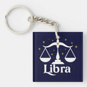 Porte-clefs Signe du zodiaque Balance avec étoiles et balance