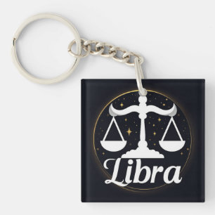 Porte-clefs Signe du zodiaque Balance avec étoiles et balance