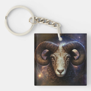 Porte-clefs Signe du zodiaque Bélier, dessin à l'aquarelle