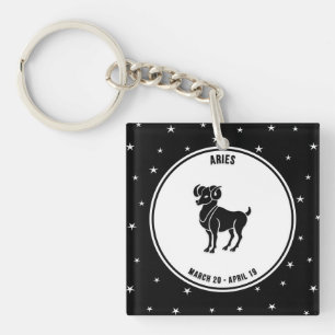 Porte-clefs Signe Zodiac Aries, Porte - clé noir et blanc