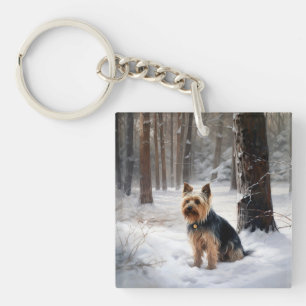 Porte-clefs Silencieux Terrier Laisser Il Neige Noël