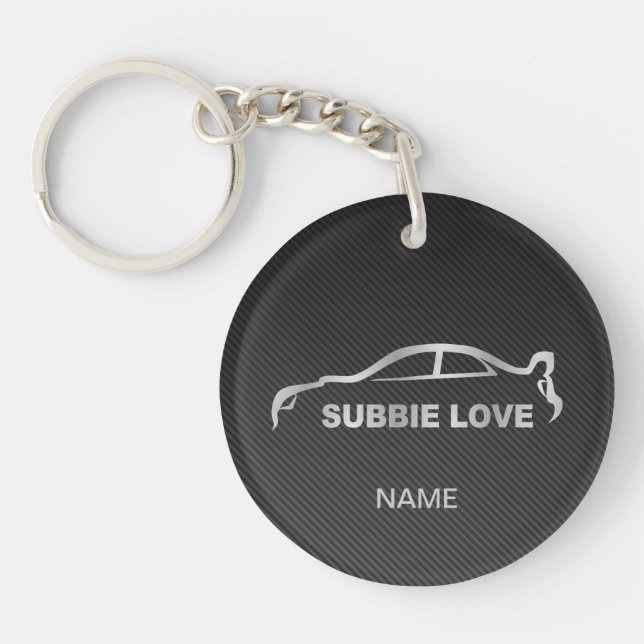 Porte-clefs Silhouette argentée de STI de Subaru WRX Impreza (Devant)