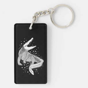Porte-clefs Silhouette blanche d'animal - Crocodile