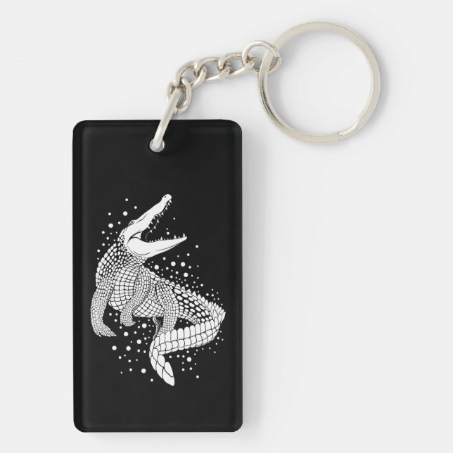 Porte-clefs Silhouette blanche d'animal - Crocodile (Dos)