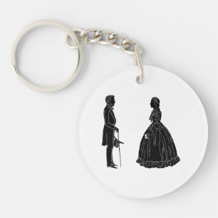 Porte-clefs silhouette d'abraham lincoln et de mary todd linco