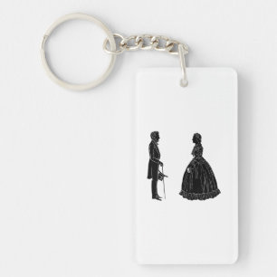 Porte-clefs silhouette d'abraham lincoln et de mary todd linco