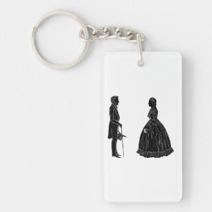 Porte-clefs silhouette d'abraham lincoln et de mary todd linco