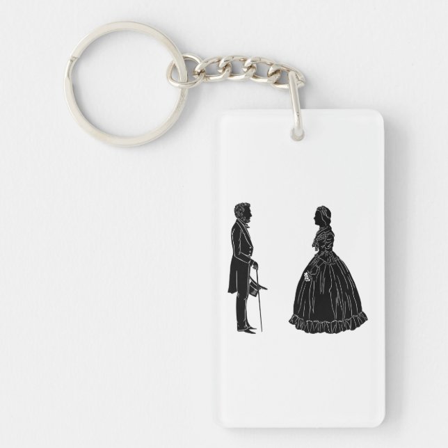 Porte-clefs silhouette d'abraham lincoln et de mary todd linco (Devant)