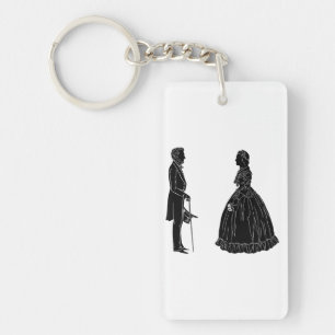 Porte-clefs silhouette d'abraham lincoln mary todd lincoln