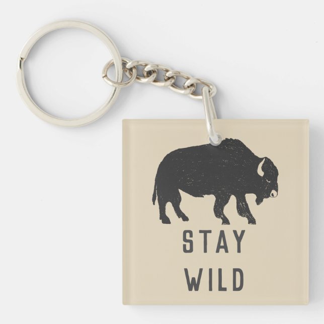 Porte-clefs Silhouette de buffle sauvage restez (Devant)