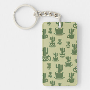 Porte-clefs Silhouette de cactus succulent en tasses et pots