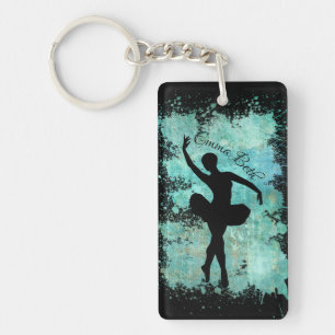 Porte-clefs Silhouette de danseuse de ballet en bleu