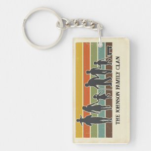 Porte-clefs Silhouette de famille Trek Rétro Vintage en acryli