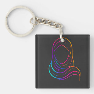 Porte-clefs Silhouette de Hijab au Néon Minimaliste