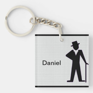 Porte-clefs Silhouette de l'homme dansant avec nom
