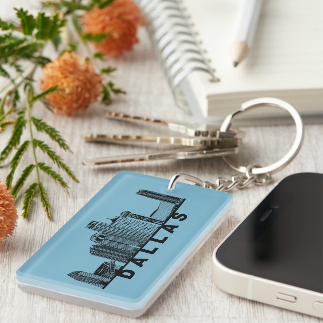 Porte-clefs Silhouette de l'horizon de Dallas (Devant droit)
