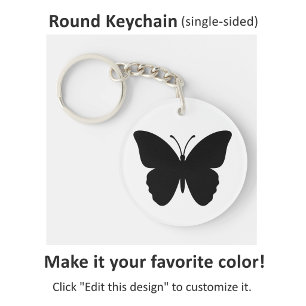 Porte-clefs Silhouette de Papillon Noir, Choisissez Votre Coul