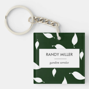 Porte-clefs Silhouette feuilles blanches vertes