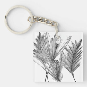 Porte-clefs Silhouette florale - Gris