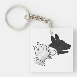 Porte-clefs Silhouette main Chien noir