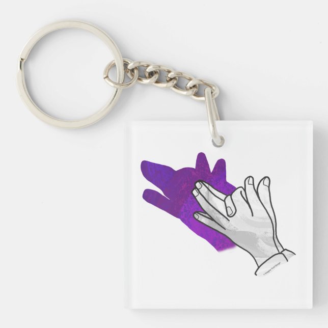 Porte-clefs Silhouette main Wolf pourpre (Devant)