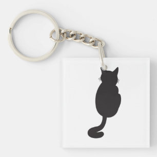 Porte-clefs Silhouette minimaliste de chat noir