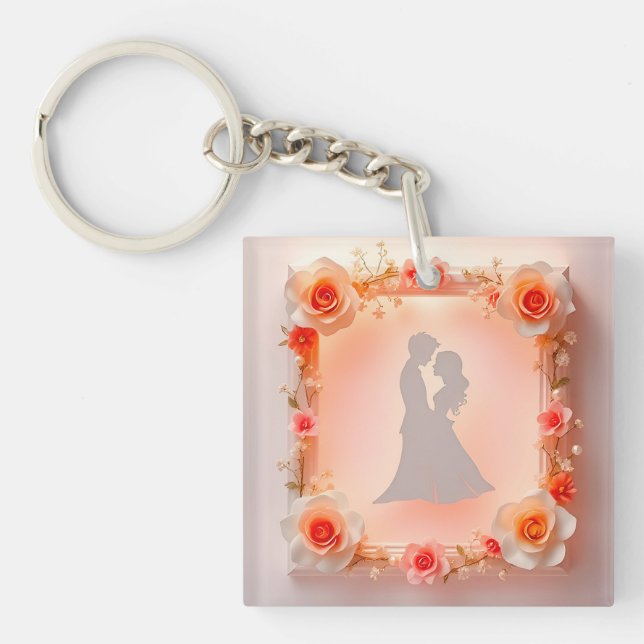 Porte-clefs Silhouette romantique d'un couple (Devant)