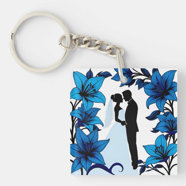 Porte-clefs Silhouette romantique d'un couple (Devant)