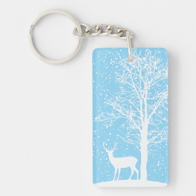 Porte-clefs Silhouette sereine d'hiver (Devant)
