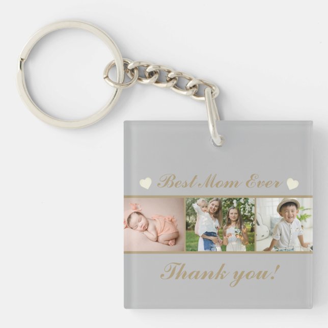 Porte-clefs Silver Grey Meilleure maman jamais photo (Devant)