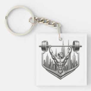 Porte-clefs Silver NYC Bodybuilder Logo - Metallic New York Ci
