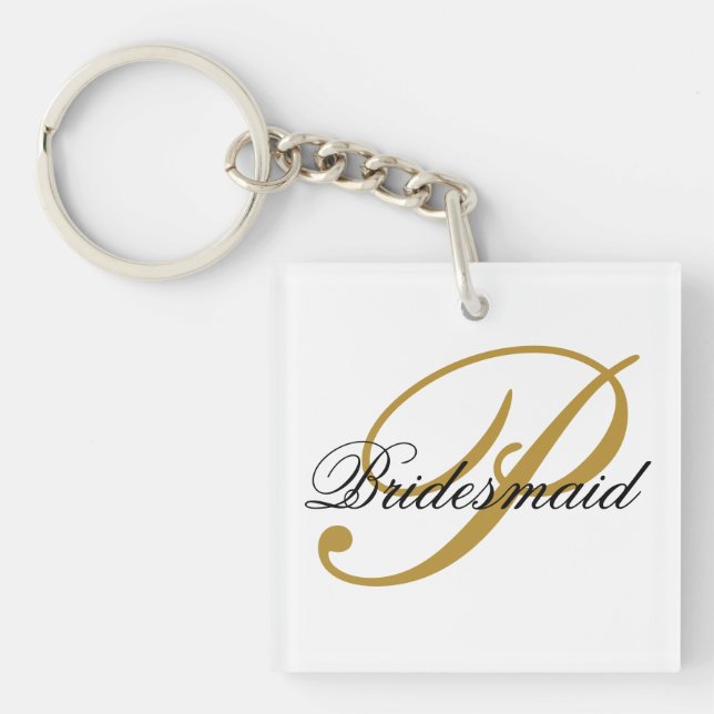 Porte-clefs Simple Ajouter Monogramme Custom Black & Gold Brid (Devant)