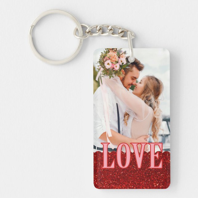 Porte-clefs Simple Amour Photo et SMS Message Valentines Jour (Devant)
