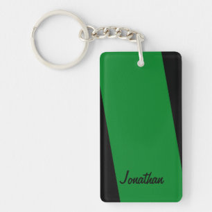 Porte-clefs Simple bande de vert rectangulaire minimaliste