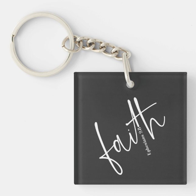 Porte-clefs Simple Black Faith Bible Verse Calligraphie Texte (Devant)