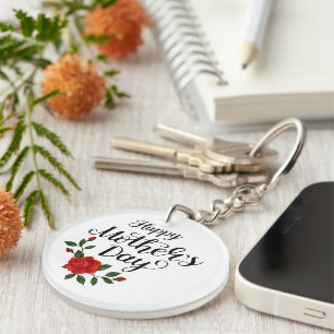 Porte-clefs Simple Bonne Fête des Mères Floral Calligraphie