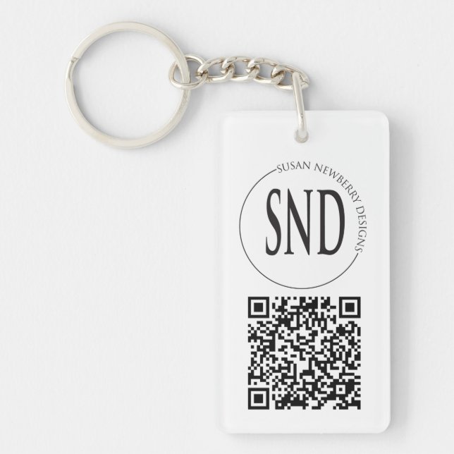 Porte-clefs Simple Custom Logo QR Code Business (Devant)