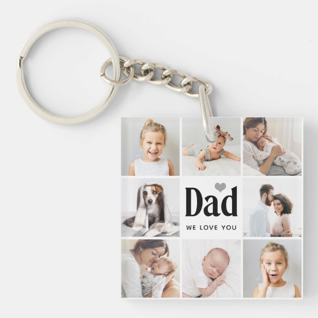 Porte-clefs Simple et moderne | Photo Collage pour papa (Devant)