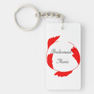 Porte-clefs simple floral minimaliste feuille demoiselle d'hon