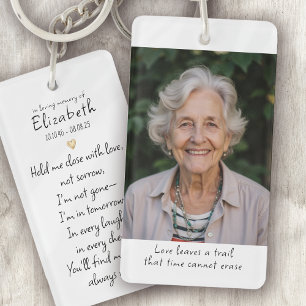 Porte-clefs Simple Gold Heart Photo Poem Memorial