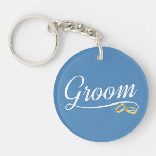 Porte-clefs Simple Groom Floral Wedding Calligraphie   Porte-c