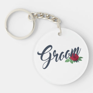 Porte-clefs Simple Groom Floral Wedding Calligraphie   Porte-c