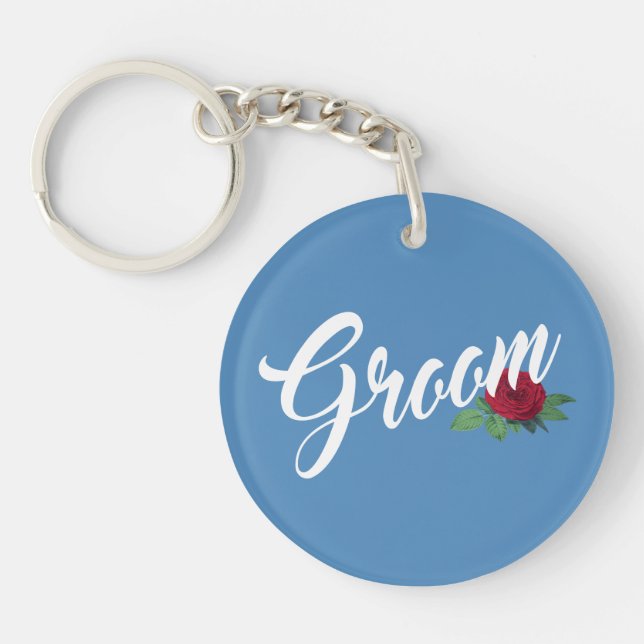 Porte-clefs Simple Groom Floral Wedding Calligraphy | Porte-cl (Devant)