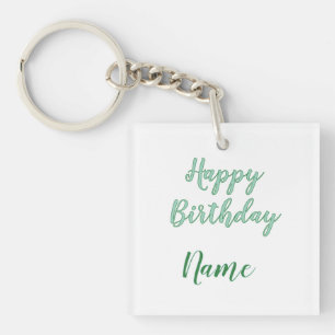 Porte-clefs simple joyeux anniversaire minimal ajoutez votre n