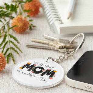 Porte-clefs Simple Meilleure Maman du Monde Calligraphie pour 
