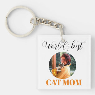 Porte-clefs Simple mignonne Monde meilleur chat maman photo